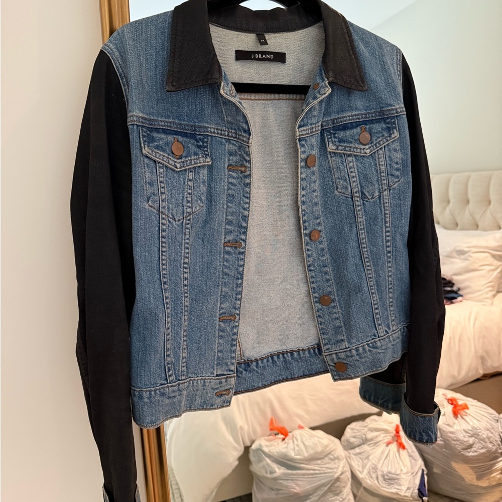 J Brand Denim Jacket with Black Sleeves